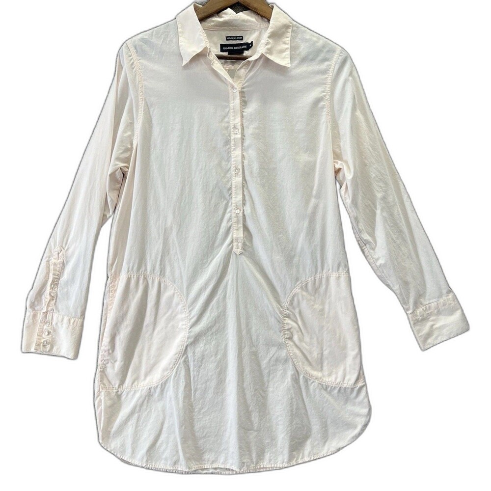 Island Company Vagabond Shirt Womens Medium Peach Pima Cotton Tunic Top Pocket